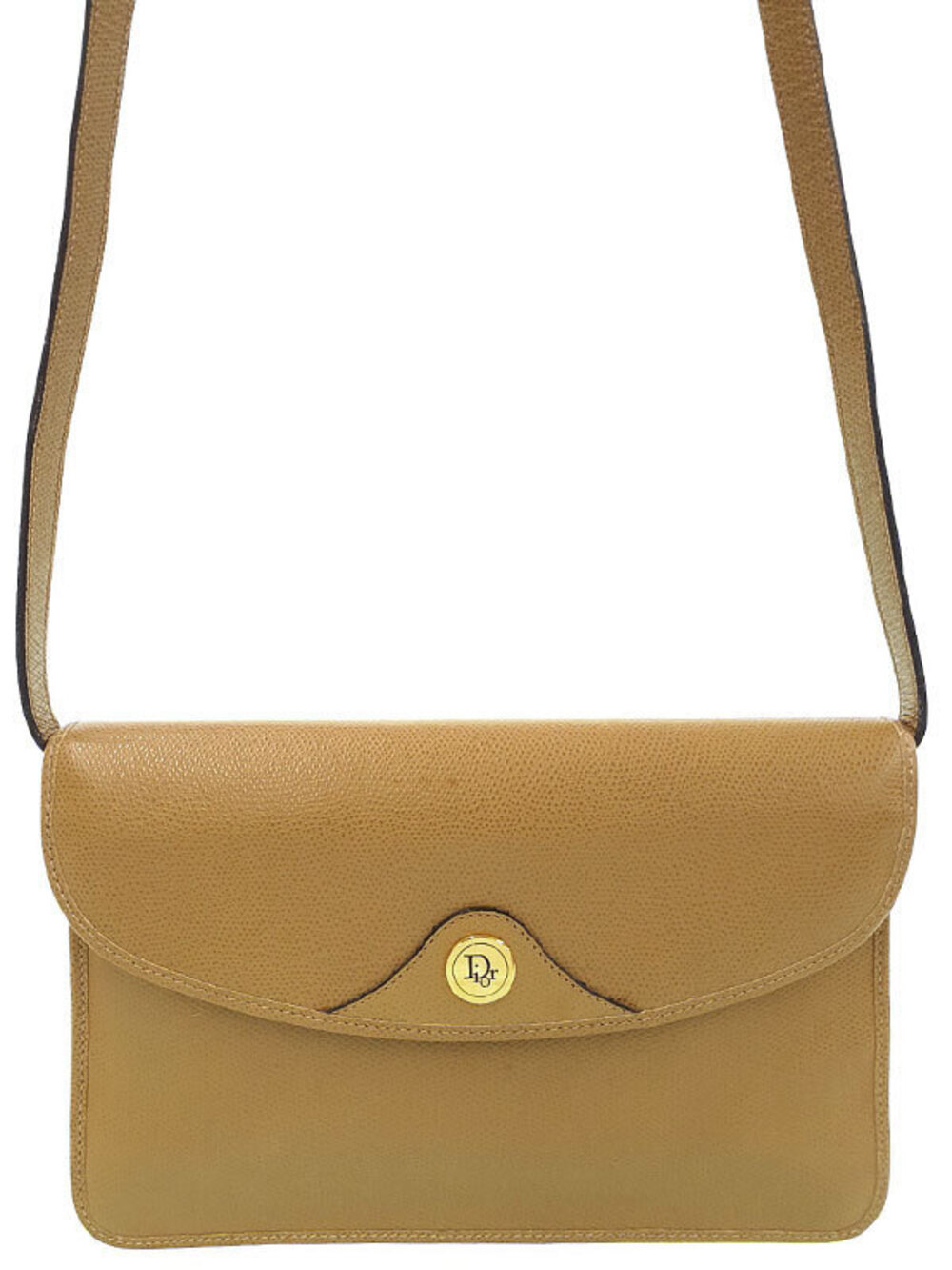 Christian Dior D Charm John Galliano Leather Shoulder Bag Brown